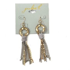 Jules B. Disc Chain Leather Wrapped Earrings
